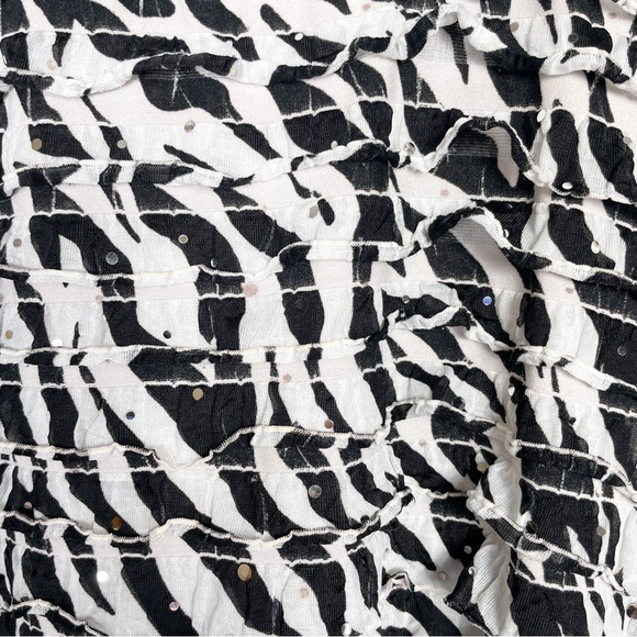 ELEMENTZ Sz. L sequined ruffle zebra stripe blouse w/ 3/4 sleeve | vibrant, ecc - Picture 7 of 8